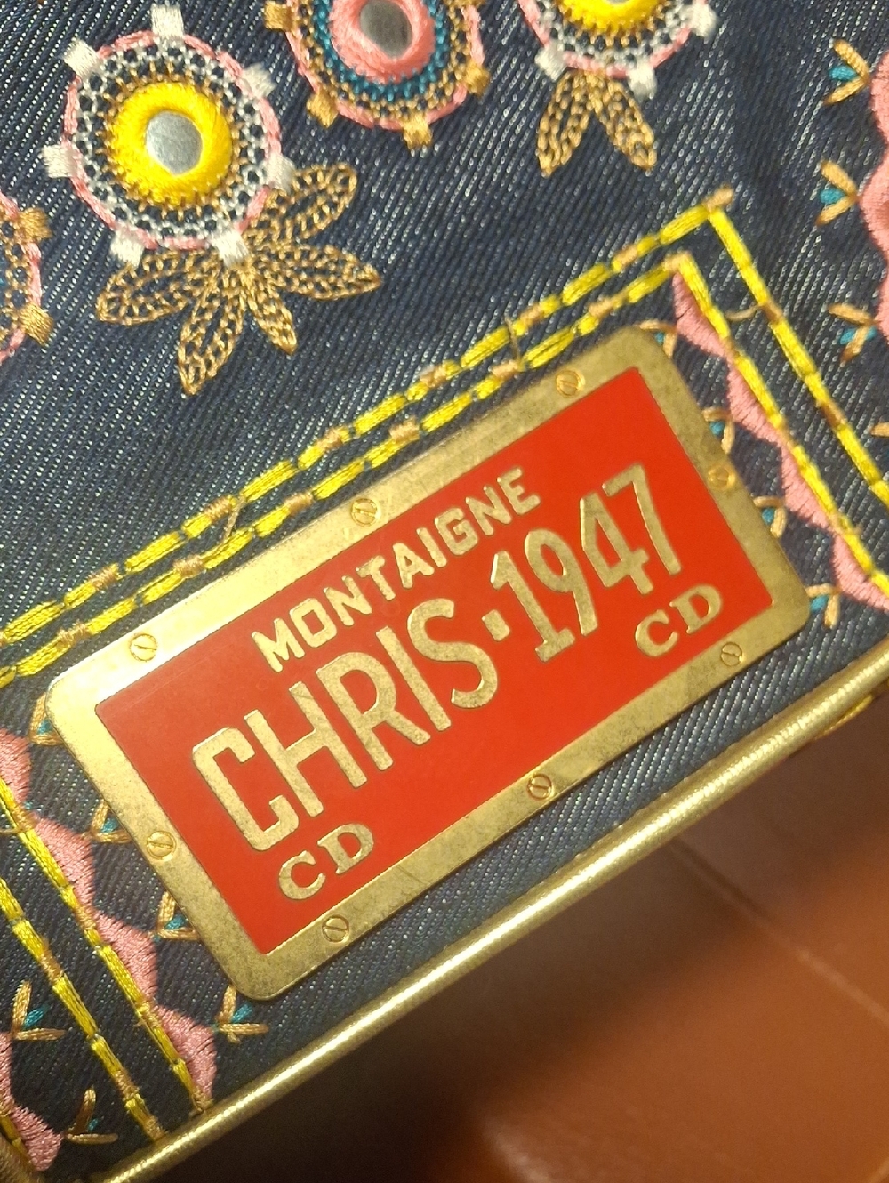 CD Montaigne Navy Embroidered Shoulder Bag - Picture 5 of 9